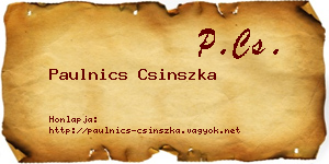 Paulnics Csinszka névjegykártya